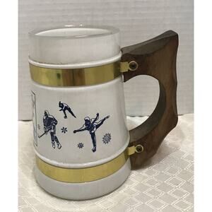 1980 Lake Placid Olympic Mug Wood Handle By Siesta Ware Vintage